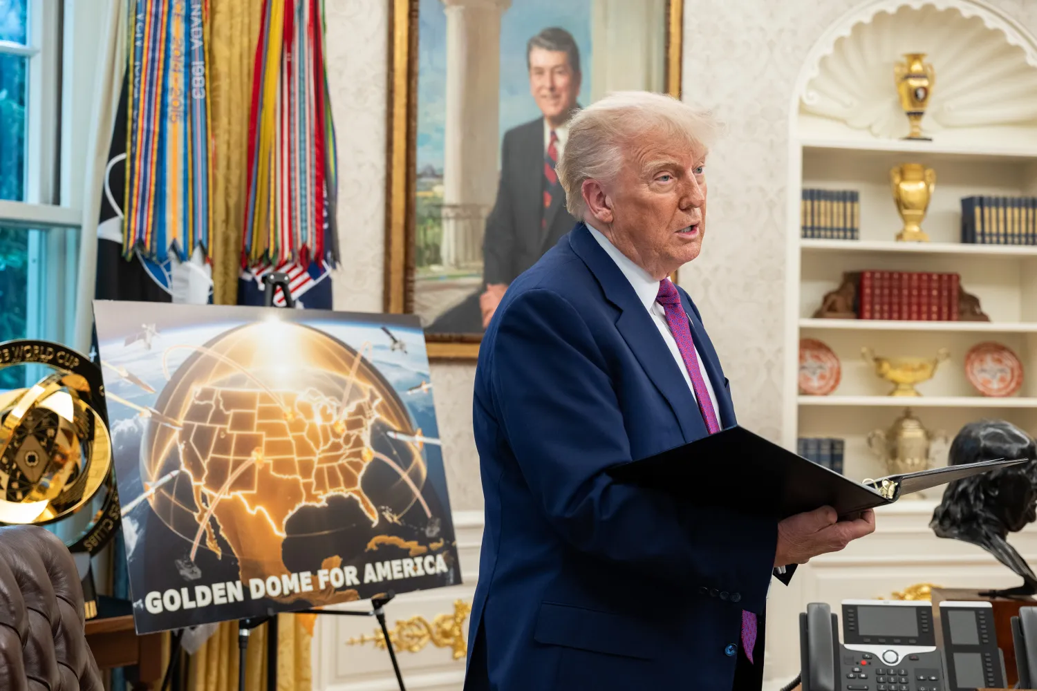 Donald Trump durante la presentación del sistema antimisiles Golden Dome