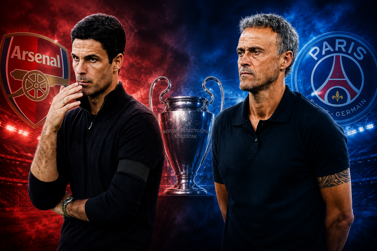 Montaje de Mikel Arteta y Luis Enrique antes de la final de la Champions League entre Arsenal y PSG
