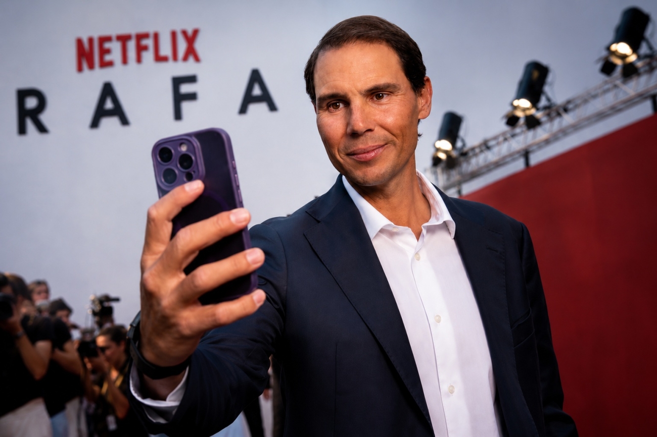 Rafa Nadal durante la alfombra roja del estreno del documental RAFA de Netflix.