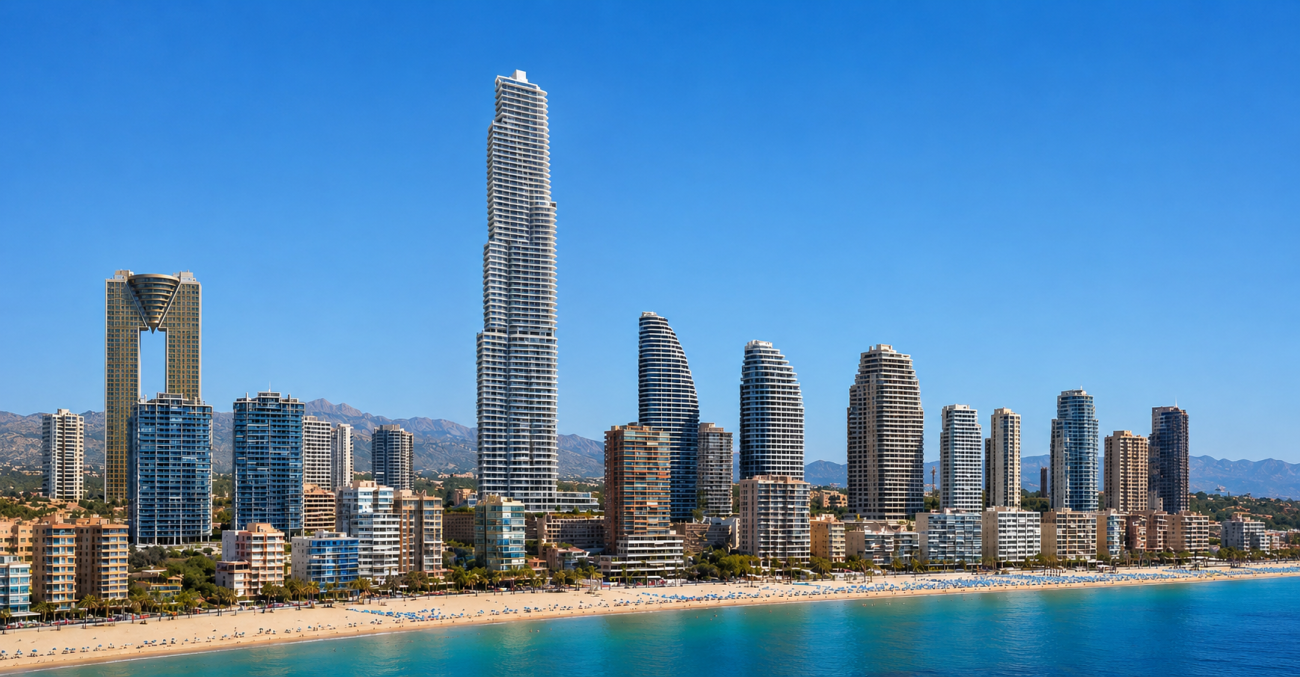 TM Tower junto a los principales rascacielos de Benidorm en una recreación del futuro skyline de la ciudad.