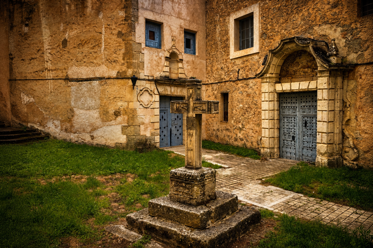Cruz del Diablo junto al antiguo convento de los Descalzos en Cuenca, escenario de una popular leyenda conquense.