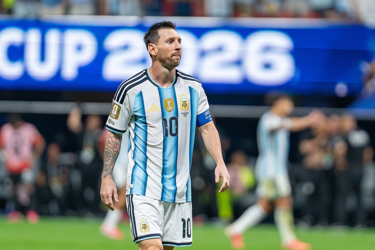 Leo Messi durante un partido del Mundial de 2026 con la selección argentina.