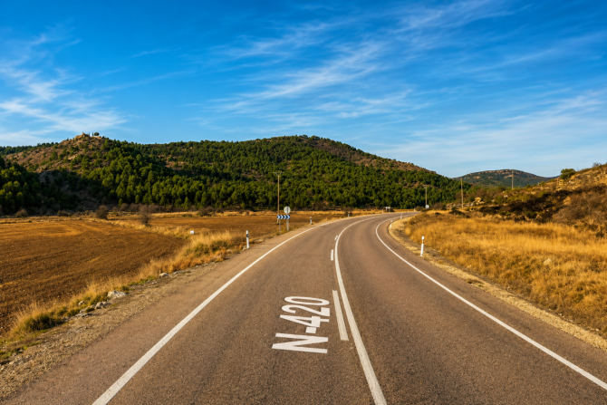 Imagen de la carretera N-420 entre Cuenca y Teruel extraída de Google Maps