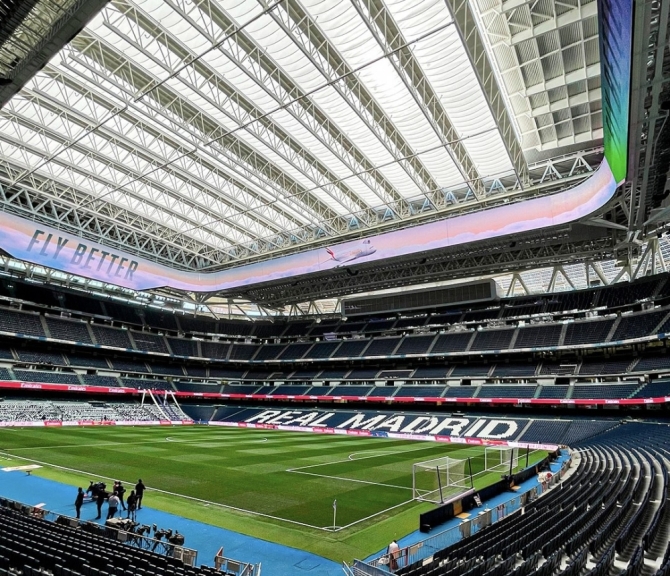 El Santiago Bernabéu estrena su nuevo videomarcador 360°