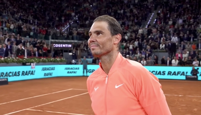 Madrid rinde homenaje a Rafa Nadal, que dice adiós al Mutua Madrid Open