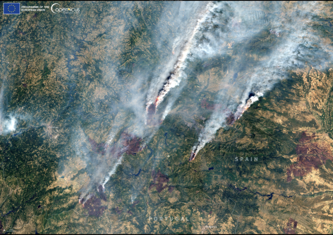 La estremecedora imagen satelital de los devastadores incendios en España 