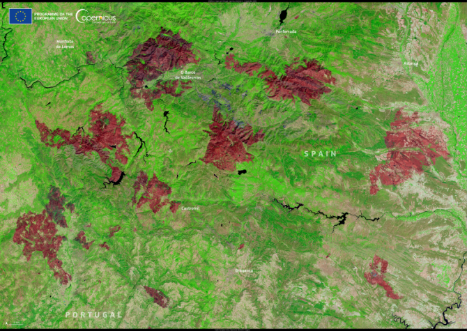 La huella de los devastadores incendios en España y Portugal