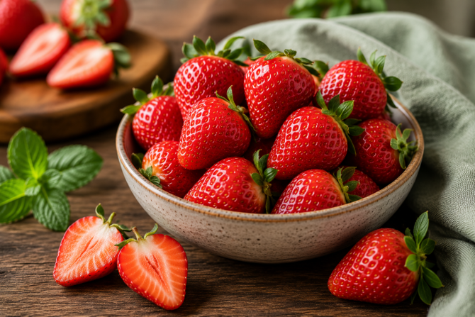 Fresas frescas, una de las mejores frutas para una cena ligera