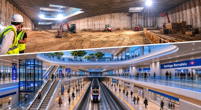 Así avanza por dentro la espectacular transformación de la estación de metro de Santiago Bernabéu