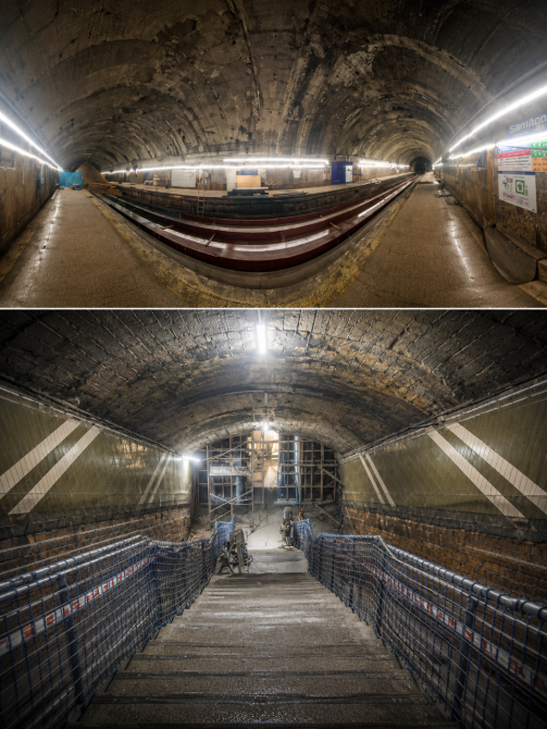 Interior de las obras de remodelación de la estación de metro Santiago Bernabéu // Imagen: Extraco