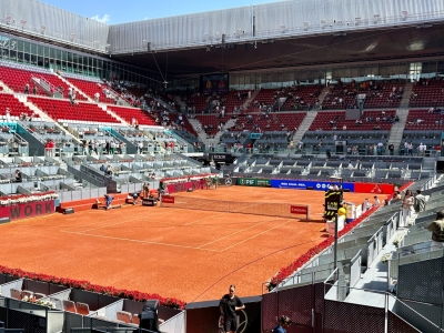 Pista Manolo Santana durante el Mutua Madrid Open en la Caja Mágica de Madrid
