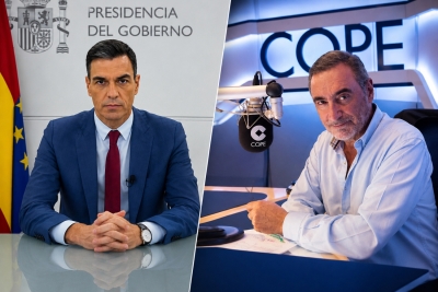 Montaje de Pedro Sánchez y Carlos Herrera tras las duras declaraciones del periodista contra el Gobierno en su monólogo de COPE.
