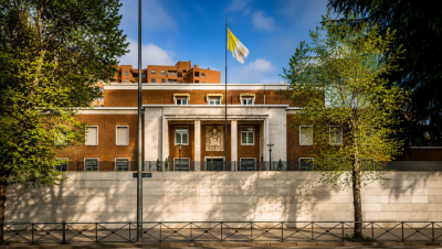 Fachada de la Nunciatura Apostólica de Madrid, donde el Papa León XIV ha pasado su primera noche durante su visita a España.